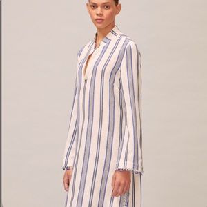 Tory Burch Stephanie Stripe Linen Blend Beach Caftan NWT $458 Wmns Sz XS